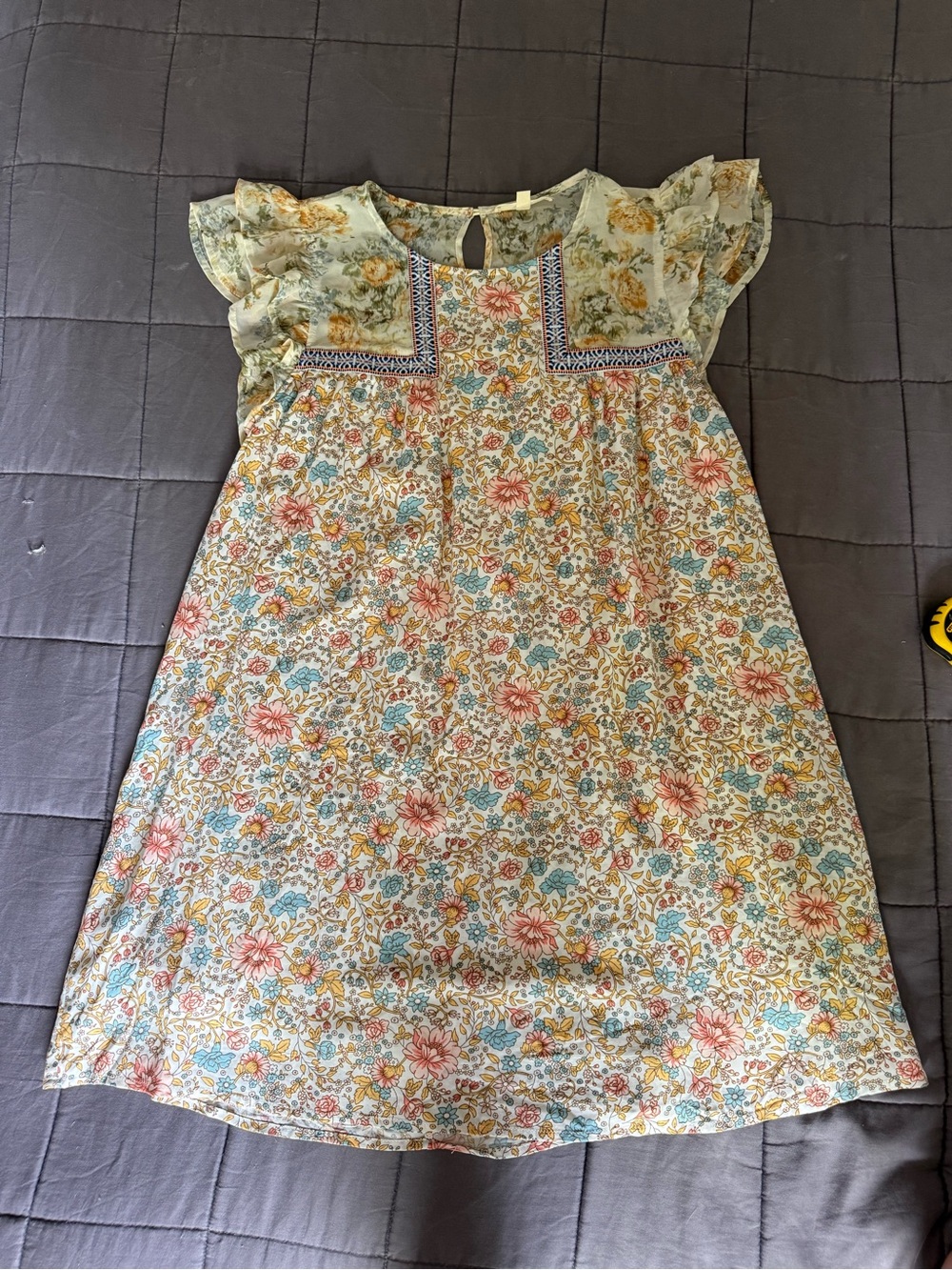 entro Floral Babydoll Dress in Pastel Pink, Blue & Yellow